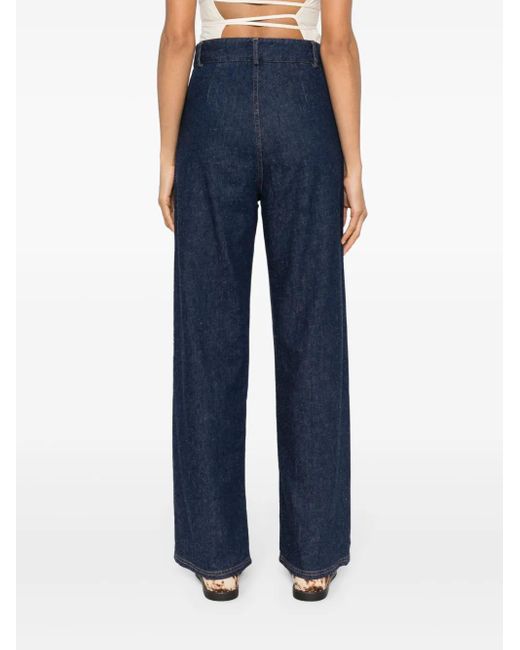 Baserange Blue High-Waisted Straight-Leg Jeans