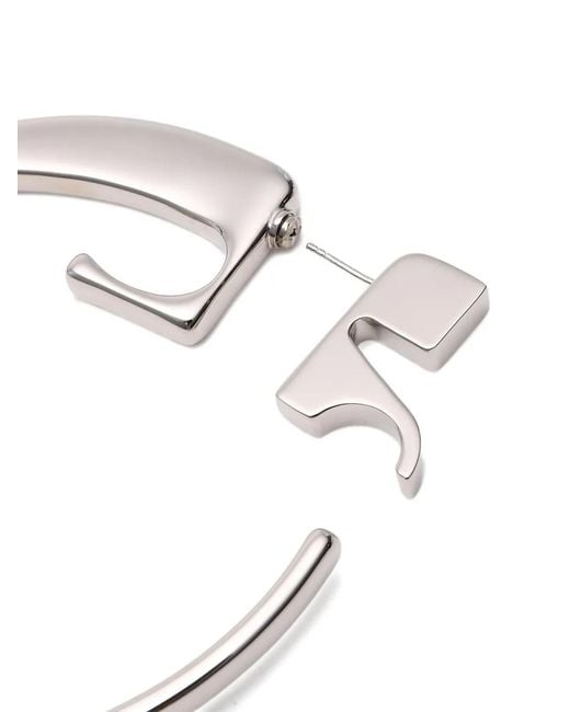 Courreges White Logo-Detail Hoop Earring