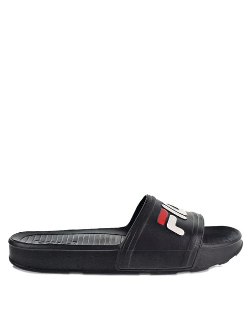 Fila Black Logo-Embellished Slides for men