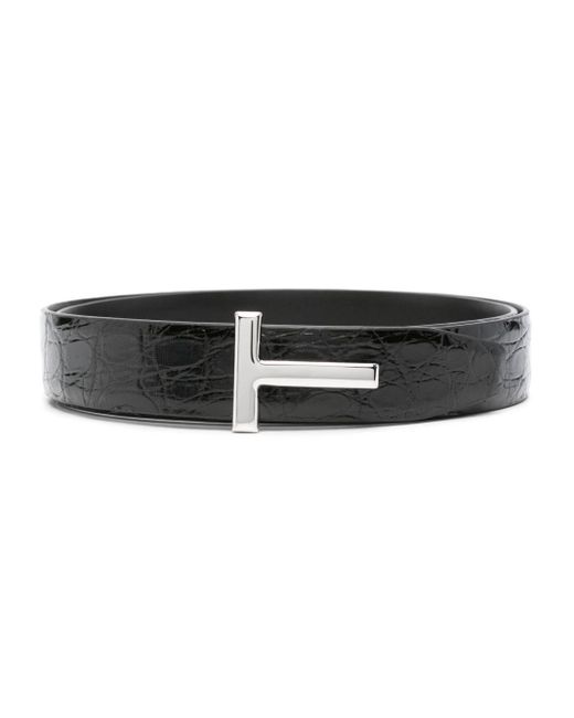 Cintura T con effetto coccodrillo di Tom Ford in Black da Uomo