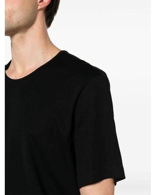 Lemaire Black Ribbed Cotton T-Shirt for men