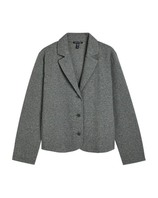 Eileen Fisher Gray Buttoned Collared Blazer