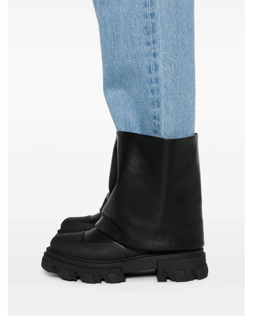 Nanushka Blue Turn-Up Detailed Straight-Leg Jeans