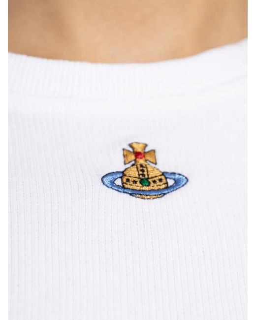 Vivienne Westwood White Peru Orb-Motif Crop Top