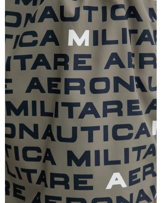 Aeronautica Militare Black Logo-Print Drawstring Swim Shorts for men