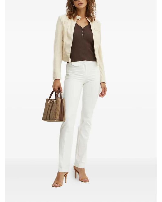 Guess White Zip-Up Chest-Pocket Jacket
