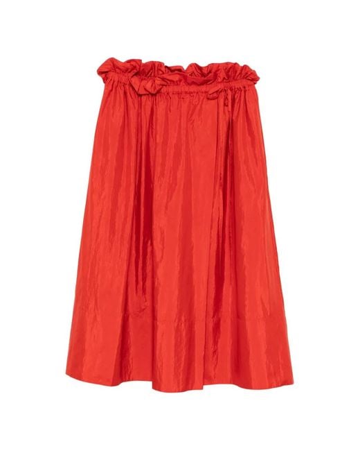 Jil Sander Red Ruffled Skirt