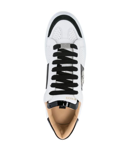 Philipp Plein Leren Sneakers Met Logoplakkaat in het White voor heren