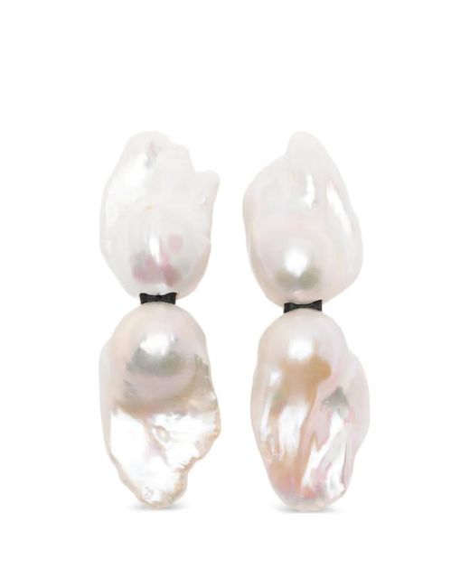 Monies White Sable Baroque Pearl-Embellished Earrings
