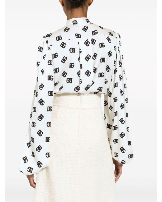 Dolce & Gabbana Blouse Met Sjaal En Logoprint in het White