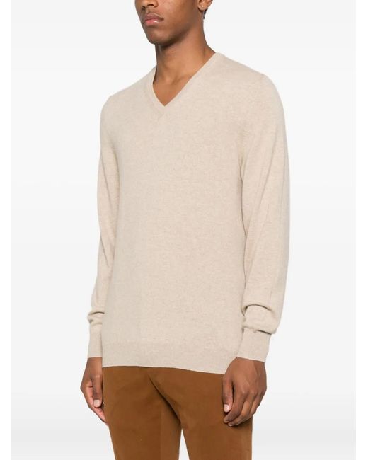 Fedeli Natural V-Neck Sweater for men
