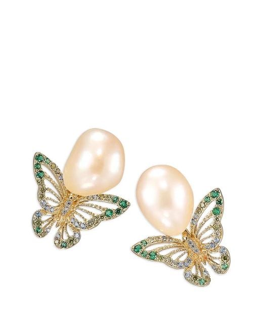 Anabela Chan Metallic Butterfly Multi-Stone Earrings