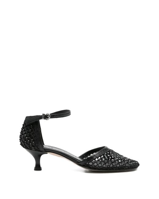 Pedro Miralles Black Viana Crystal-Embellished Mesh Pumps