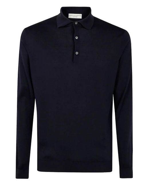 FILIPPO DE LAURENTIIS Blue Long-Sleeve Polo Shirt for men