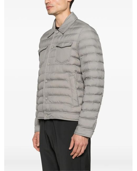 Herno Gray Quilted Press-Stud Jacket for men