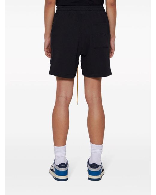 Rhude Black Logo-embroidered Cotton Track Shorts for men