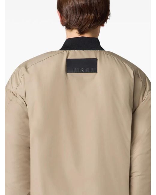 MSGM Natural Logo-Patch Bomber Jacket for men