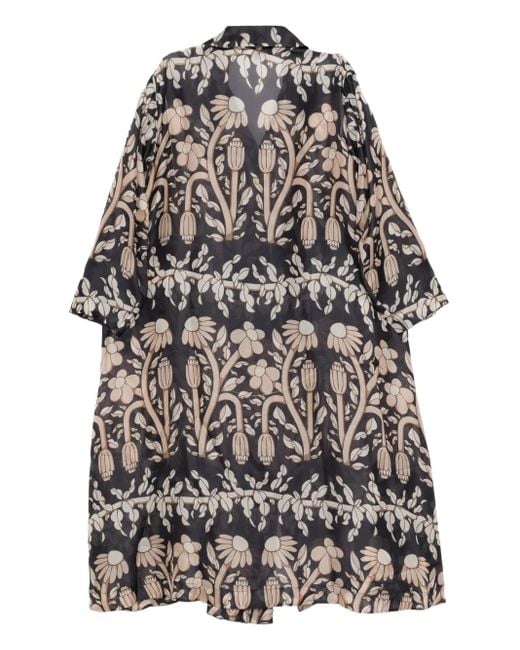 Biyan Blue Floral Print Coat