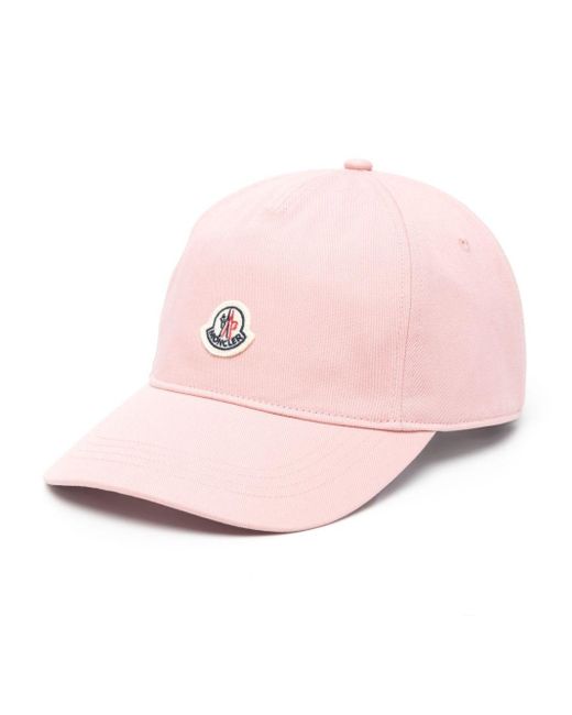 Moncler Logo-patch Cotton Hat in het Pink