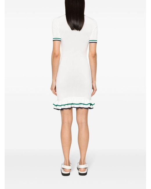 Casablancabrand White Stripe-detail Ribbed Mini Dress