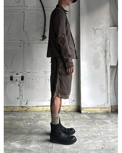 SAN263-1 Brown Waist-Bag Shorts for men