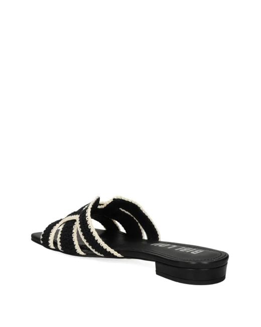 Bibi Lou Black Leather Flat Sandals