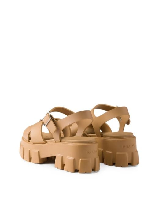 Prada Brown Monolith Rubber Sandals