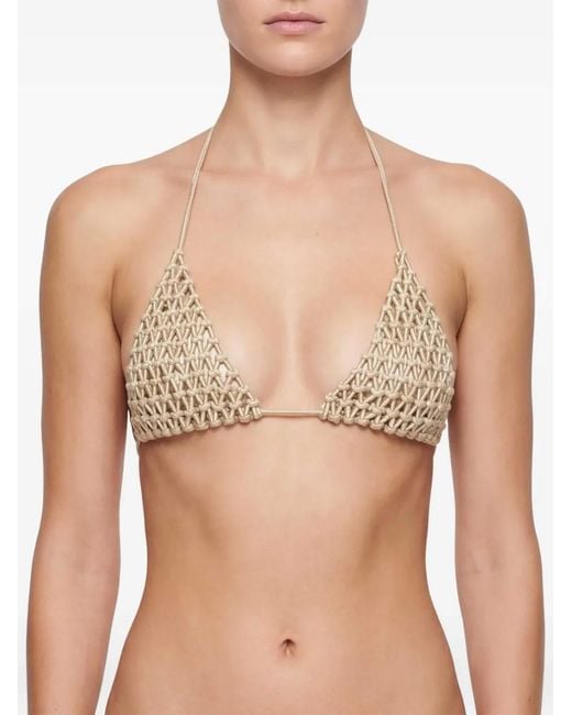 Isa Boulder White Macramé Triangle Bikini Top