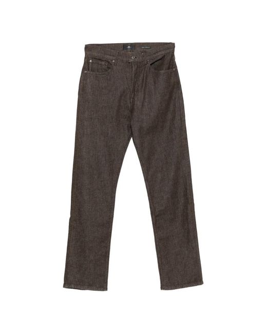 7 For All Mankind Gray Straight-Leg Five-Pocket Jeans for men