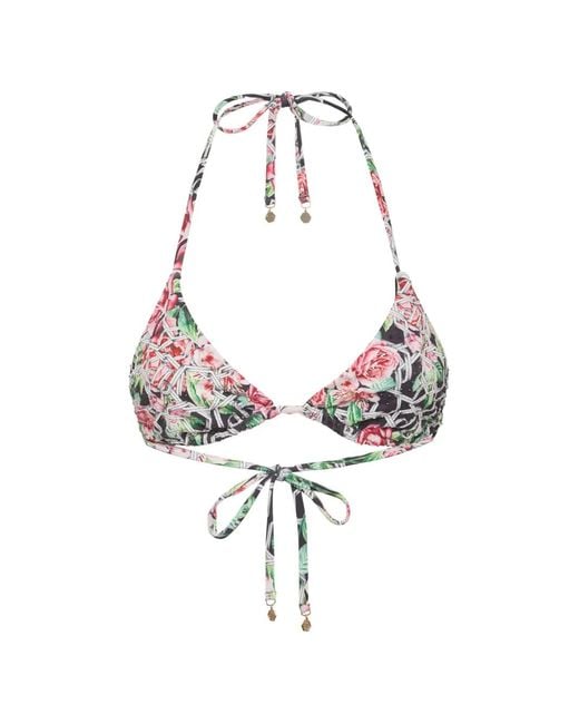 Philipp Plein White Swimwear Top Triangle Bra Chain Flower