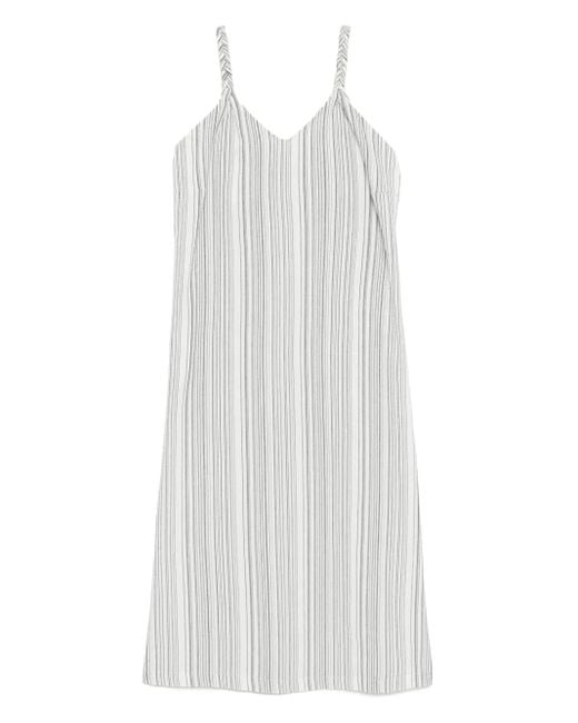 B+ AB White Striped Midi Dress