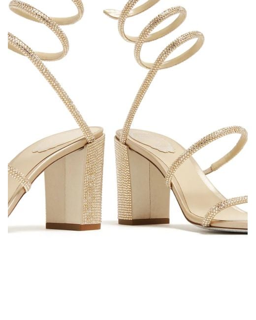Rene Caovilla White Cleo 80Mm Crystal-Embellished Sandals