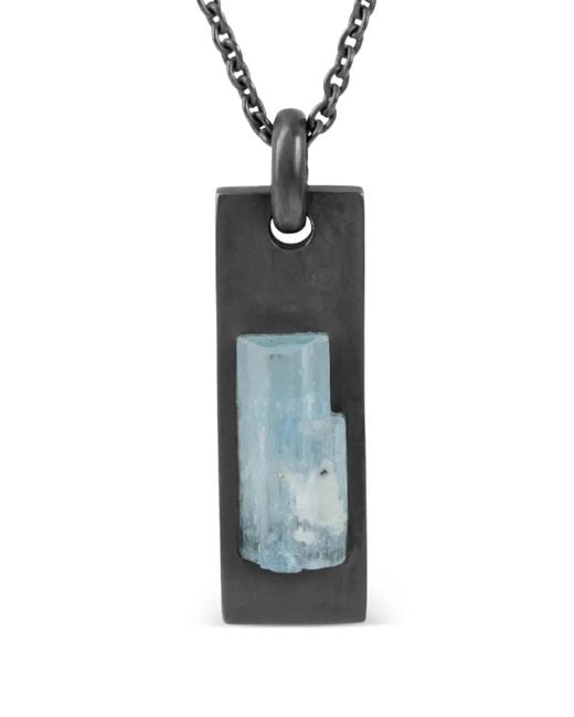 Parts Of 4 White Oxidised Aquamarine Plate Necklace
