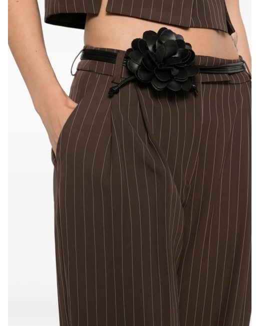 Imperial Brown Pinstripe-Pattern Pleated Trousers