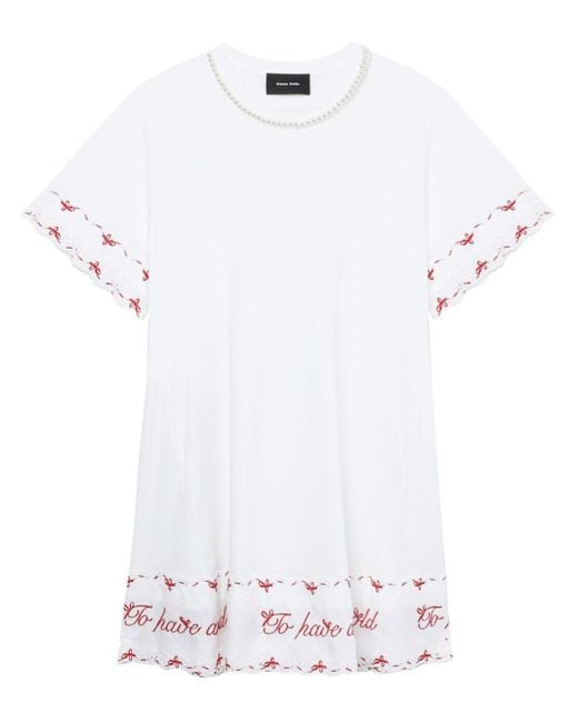 Simone Rocha White Bead-Embellished T-Shirt Dress