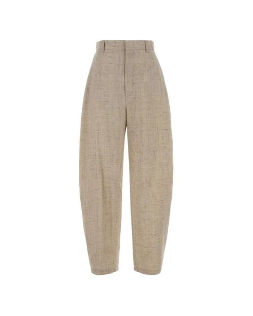Moschino Natural Loose Fitting Textured Viscose Cropped Pants
