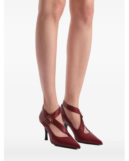 Khaite Red 85Mm Sloan Buckle Strap Pumps