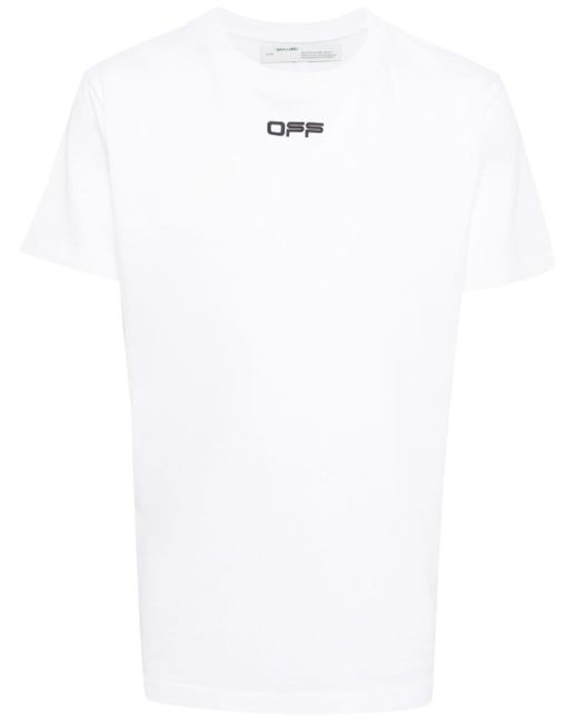 Off-White c/o Virgil Abloh White Airport Tape Crew-neck Cotton T-shirt for men