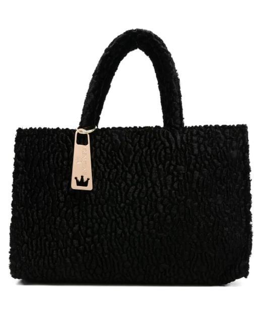 Bolso shopper con efecto texturizado La Milanesa de color Black