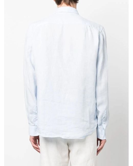 Vilebrequin White Caroubis Long-Sleeved Linen Shirt for men