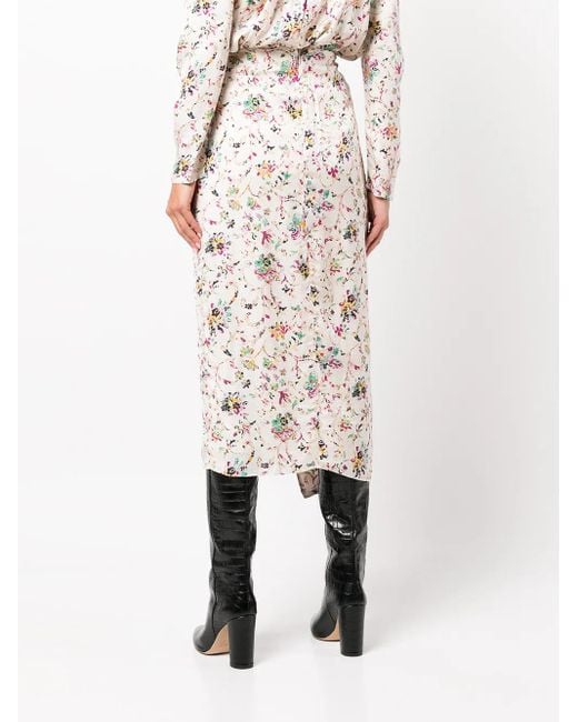 Isabel Marant White Berthe Floral-Print Skirt