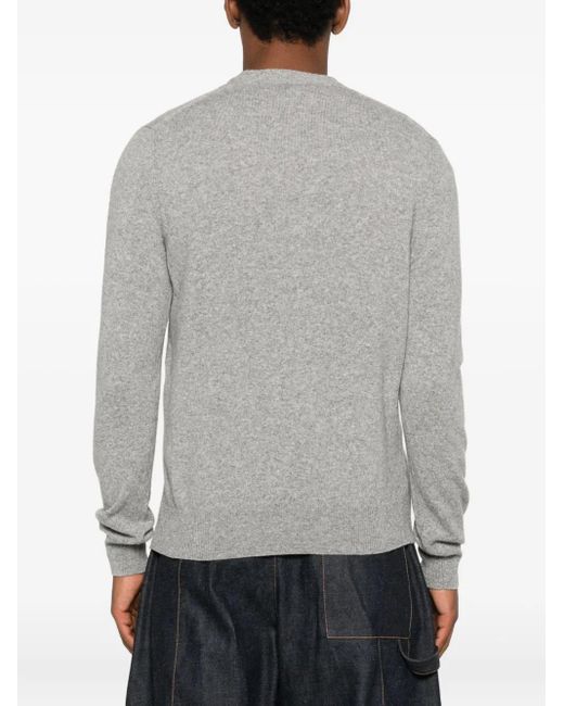 COMME DES GARÇONS PLAY Gray Heart-Emblem Rhinestone-Embellishment Cardigan
