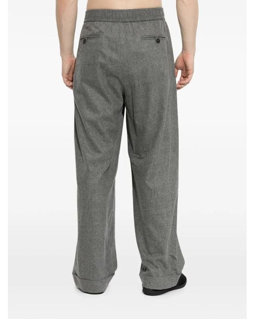 Giorgio Armani Gray Elasticated-Waistband Turn-Up Trousers for men