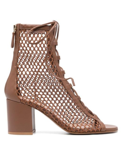 Gianvito Rossi Brown 75mm Leather-trim Mesh Sandals