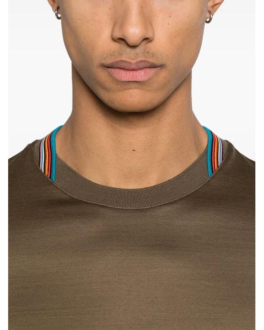 Paul Smith Brown Signature-Stripe Cotton T-Shirt for men