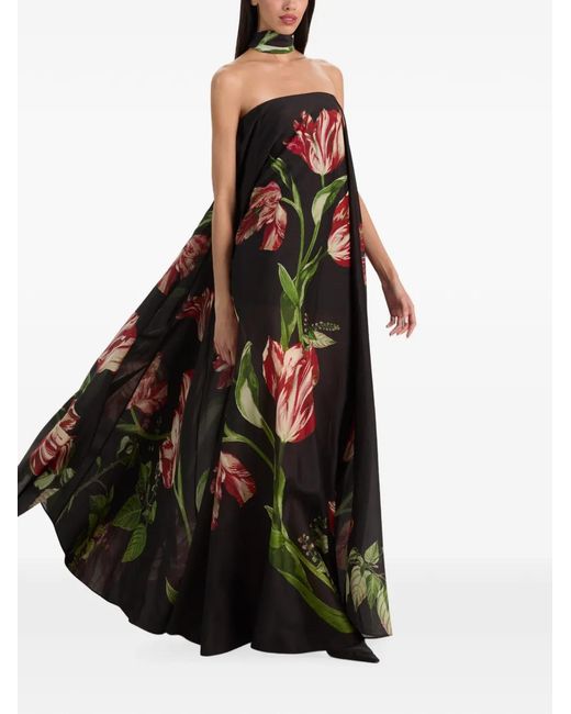 Alice + Olivia White Marciela Floral-Print Maxi Dress