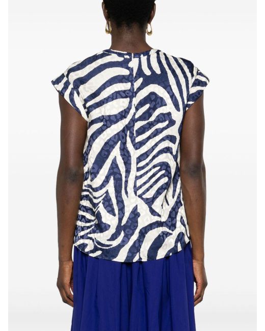 Leopard-jacquard printed blouse Essentiel Antwerp de color Blue