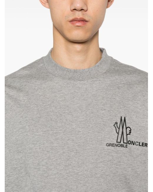 3 MONCLER GRENOBLE Gray Logo Print Cotton Sweatshirt for men