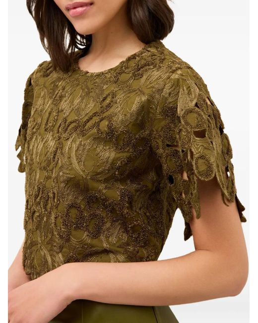 Marie Oliver Pelumi Blouse Met Borduurwerk En Gewelfde Afwerking in het Green