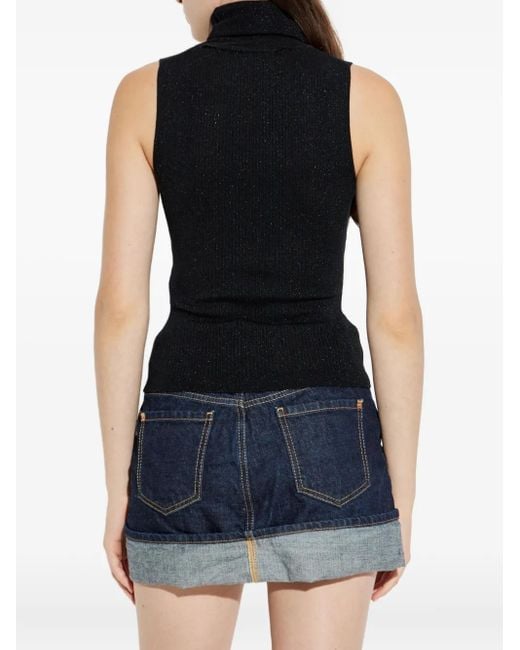 DSquared² Black Sleeveless Turtleneck Top